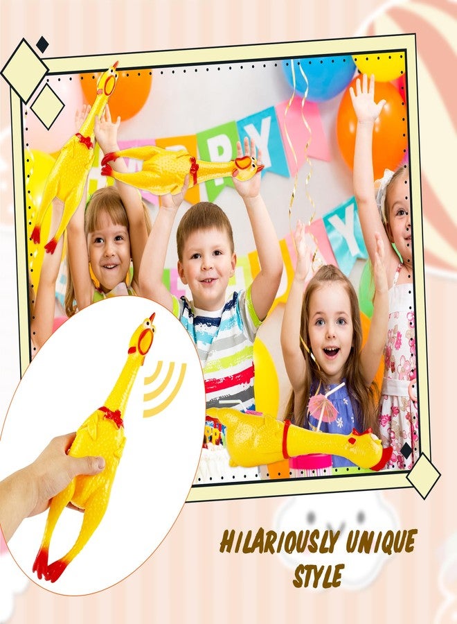 Plukeen 3 Pack Large Squeeze Screaming Rubber Chicken 16 Inch Yellow Squawking Chicken Rubber Squeaky Chicken Toy for Kids Adults Dogs Pets Prank Novelty Toy - Image 3